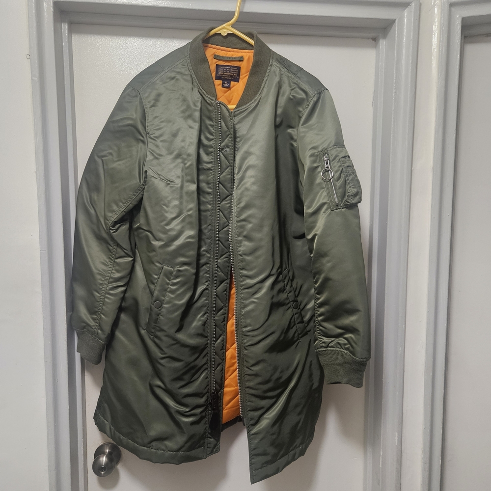 Alpha Industries Olive Long Bomber Jacket